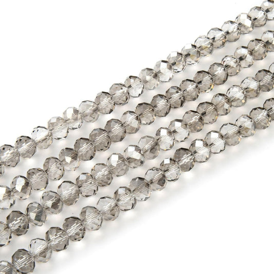 1000pcs Czech Faceted Rondelle Crystal Glass Loose Beads 6mm Spacer Bulk Silver Champagne for DIY Craft Jewelry Making CCR629