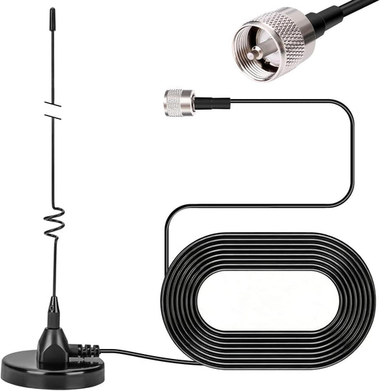 Arridioter 20.87in PL-259 Connector,66mm Mount,16.4ft RG58 Dual Band Mobile Radio Heavy Duty Whip Antenna Kit