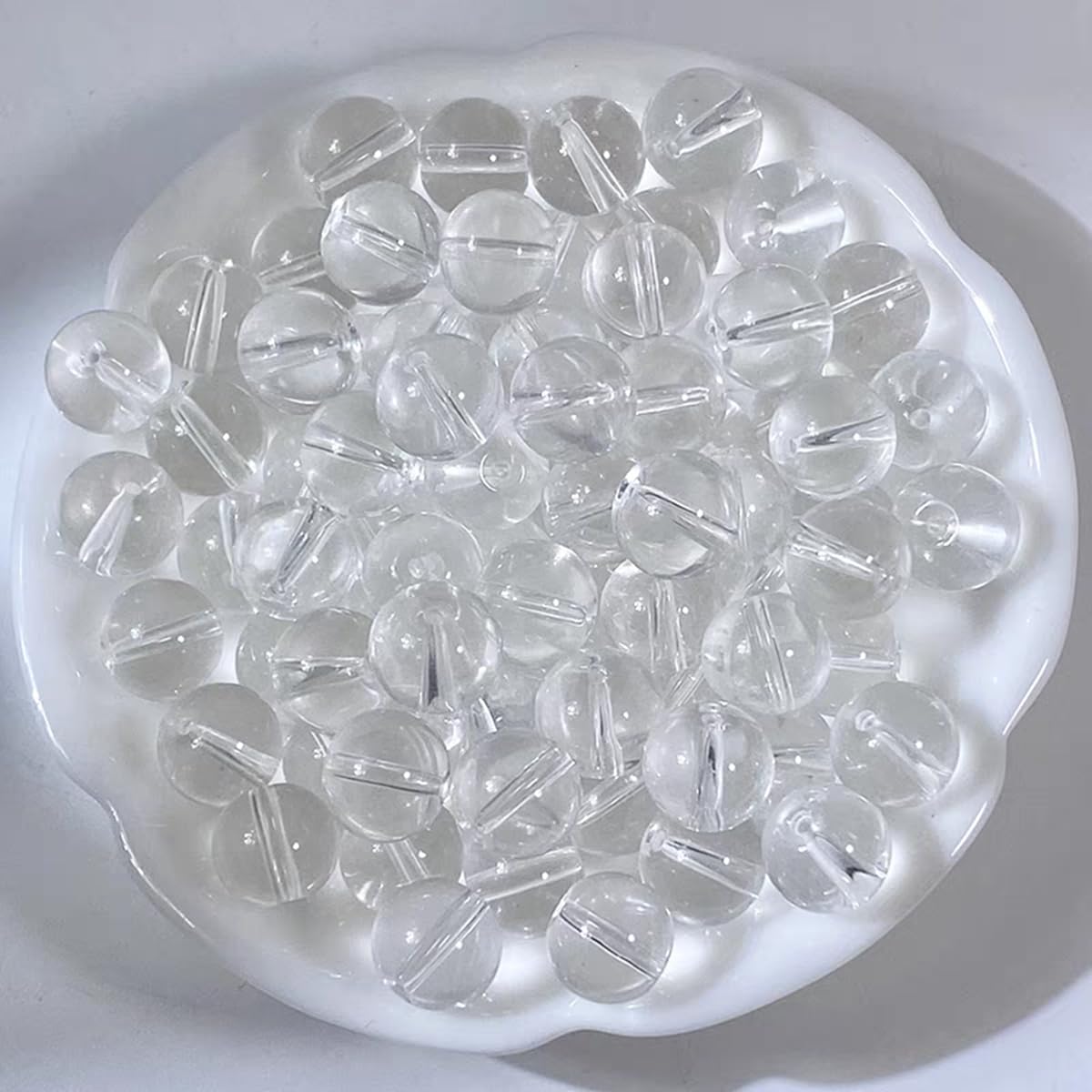 Bxwoum 200PCS Glass Beads 8mm Glass Beads for Jewelry Making Round Loose Beads for Bracelets DIY Crafts (Transparent)