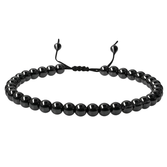 Amazing Gemstone Black Obsidian Anklet Ankle Bracelets for Women - Waterproof Beaded Healing Crystal Anklets, Plus Size Chakra Gemstone Bead Anklet (Stretchy Adjustable - Plain)