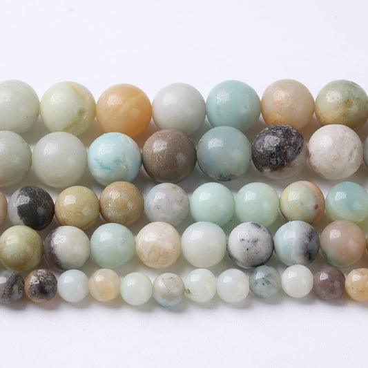 10mm 38pcs Natural Stone Beads Colorful Amazonite Gemstone Round Loose Beads for Jewelry Making DIY Bracelet Necklace Earrings15 Inch