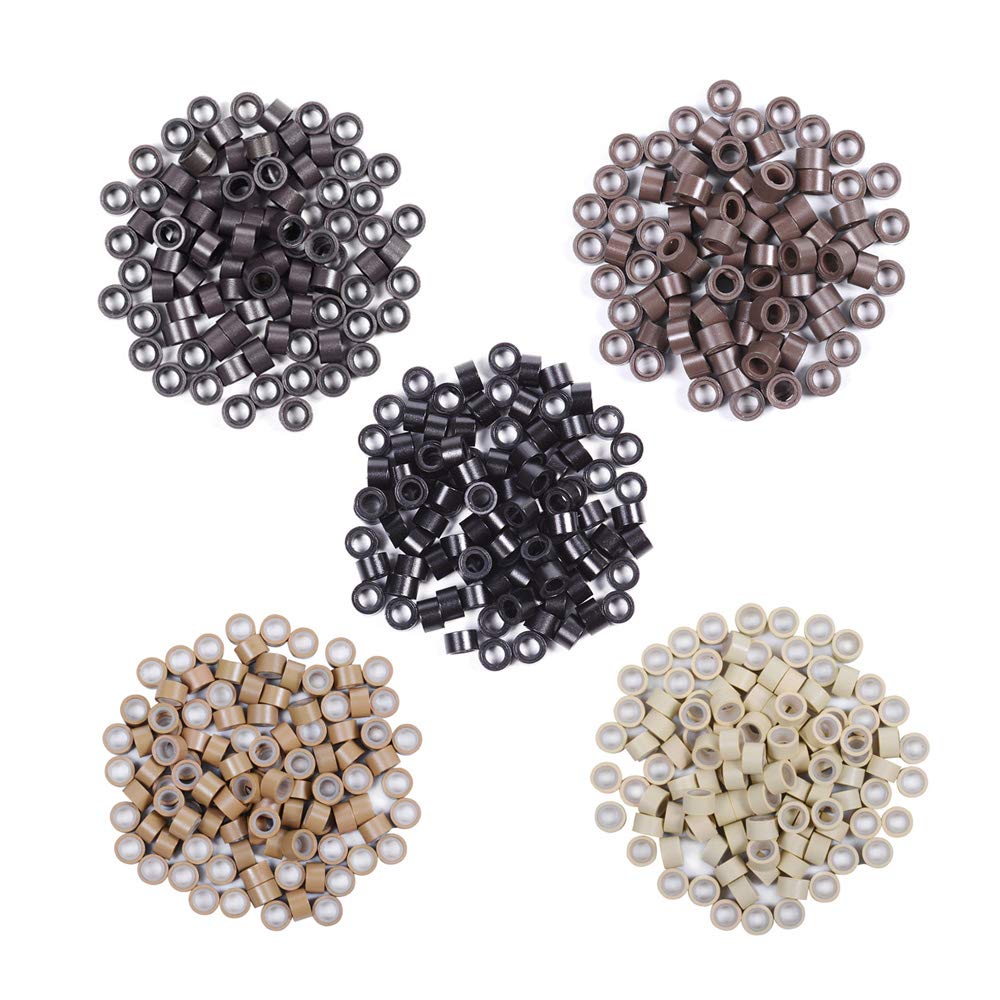 2500 Pcs/lot Silicone Lined Micro Links Ring Beads Hair Feather Extensions 5.0X3.0X3.0mm Hair Beads