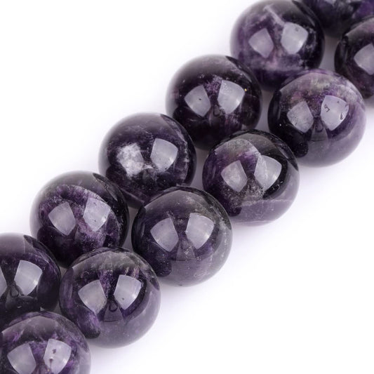 GEM-Inside Natural 18mm Amethyst Gemstone Loose Beads Round Crystal Energy Stone Power for Jewelry Making 15"