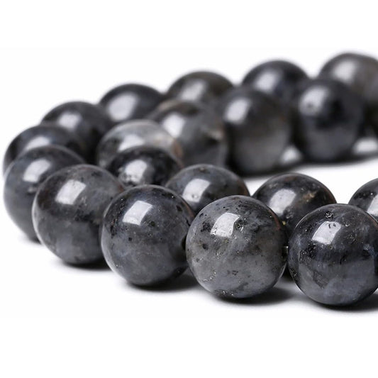 10mm Natural Larvikite Black Labradorite Gemstone Round Loose Beads for Jewelry Making (36-38pcs/strand)