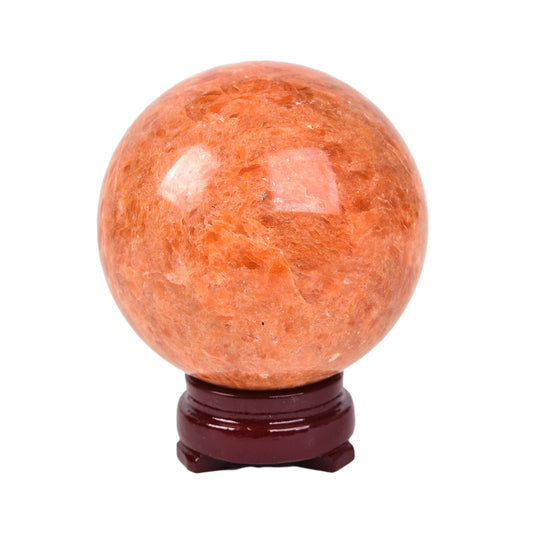 JIC Gem Sunstone Healing Crystals Sphere Ball Natural Rare Sparkling Crystal Sphere Ball Mineral Quartz Stone Ball with Decorative Stand Home Decoration (70-80mm)