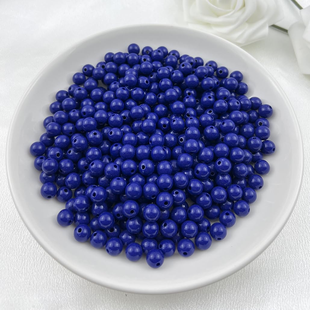 Mulutoo 120Pieces 12MM Acrylic Round Beads Round Acrylic Balls Chunky Beads Smooth Spacer Plastic Pastel Beads Craft Beads for Necklace and Bracelet Making Crafting Supplies(191-deep Royal Blue)