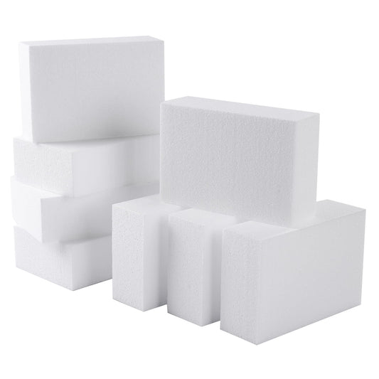 AMZQNART 8 Pack Crafts Foam Blocks, 6x4x2 Square Polystyrene Foam Bricks for Art Sculpting, Flower Arrangements, Sculpture, Modeling, School and Home DIY.