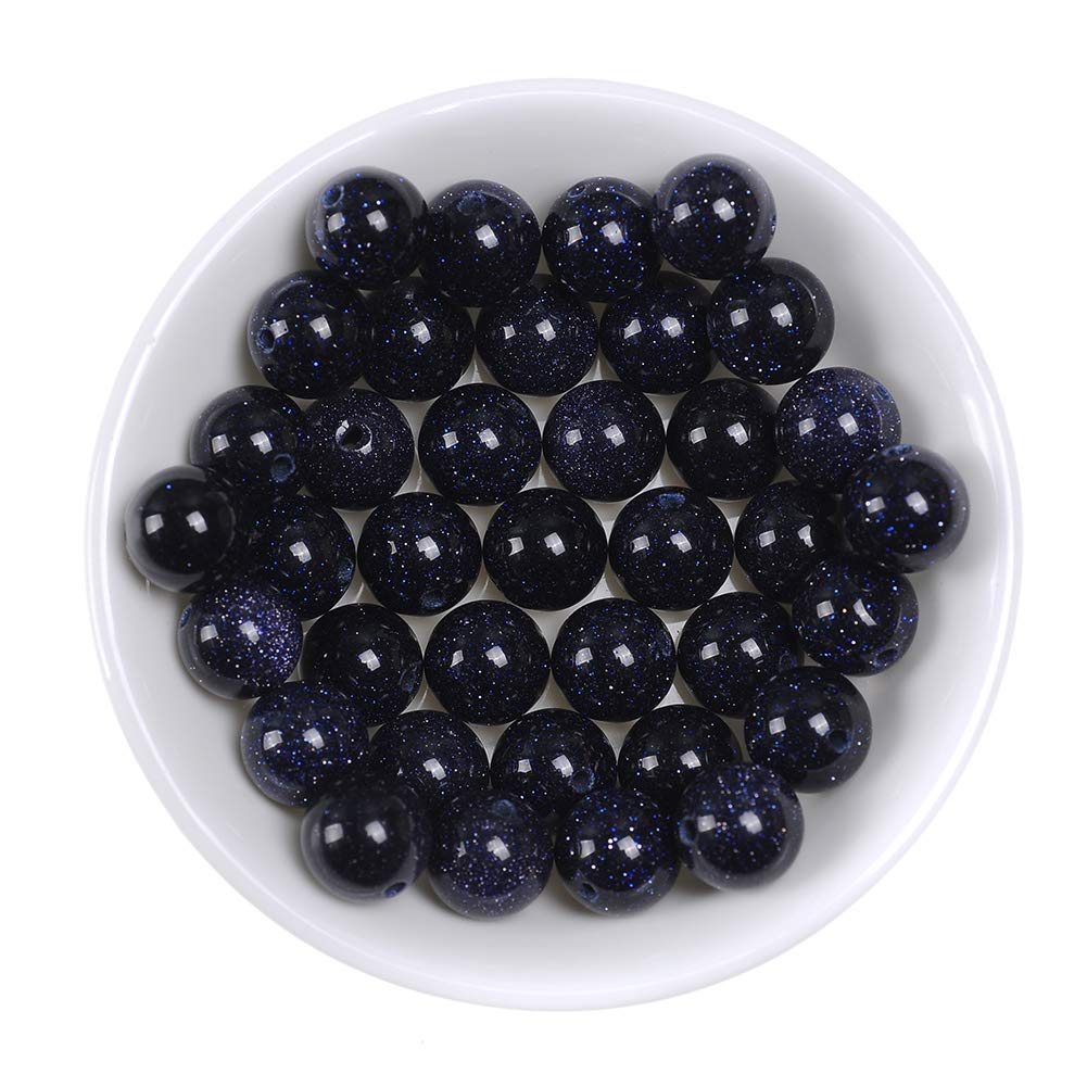 Natural Stone Beads 6mm Blue Sand Stone Round Loose Beads Crystal Energy Stone Healing Power for Jewelry Making DIY,1 Strand 15"