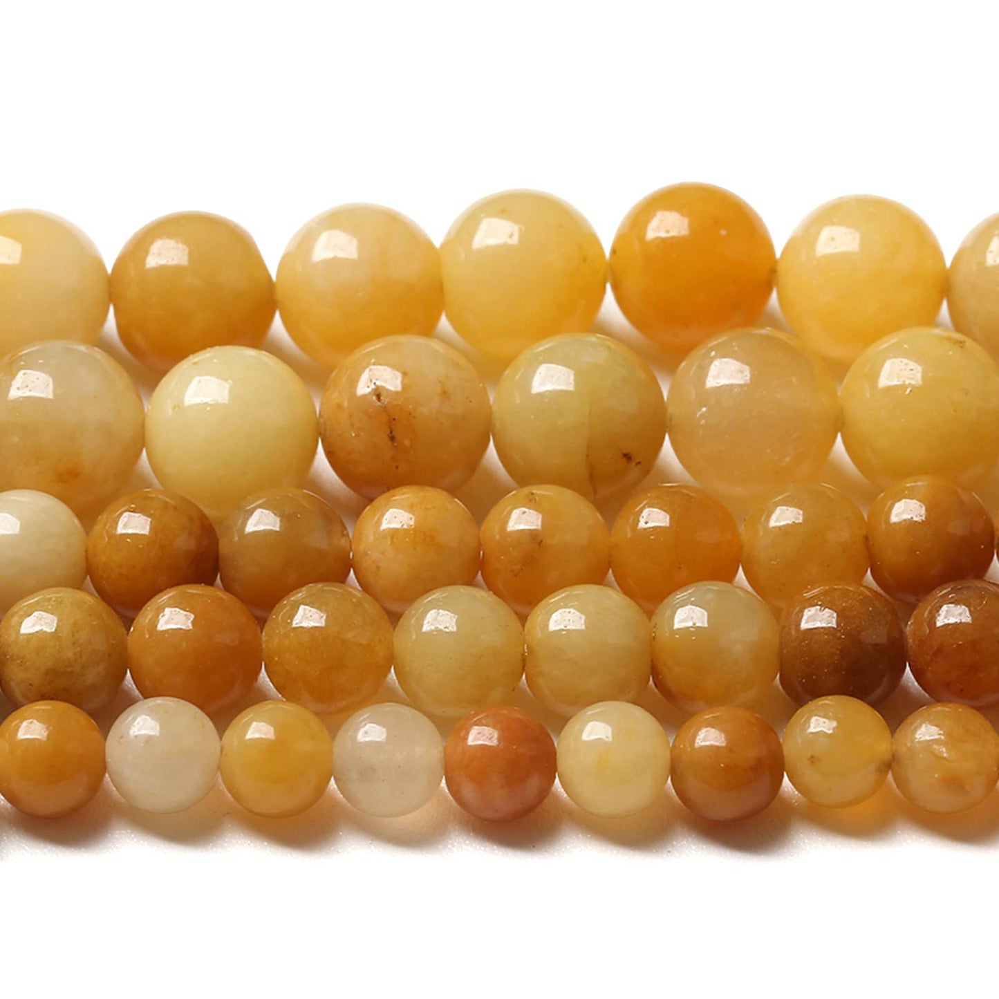 6MM 60PCS Natural Stone Yellow Jade Loose Beads for Jewelry Making DIY Bracelet 1 Strand