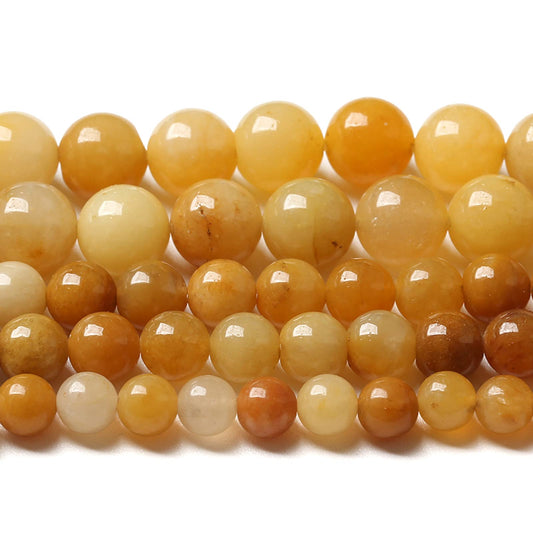 12MM 32PCS Natural Stone Yellow Jade Loose Beads for Jewelry Making DIY Bracelet 1 Strand
