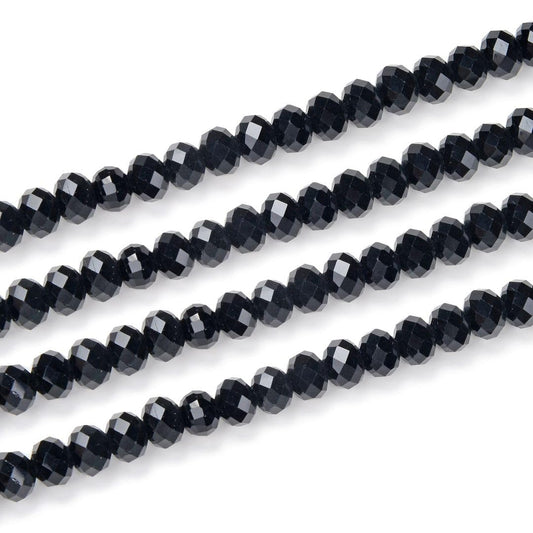 1000pcs Czech Faceted Rondelle Crystal Glass Loose Beads 6mm Spacer Bulk Jet Black for DIY Craft Jewelry Making CCR623