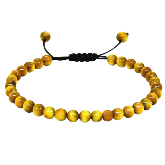 Amazing Gemstone Yellow Cat's Eye Anklet Ankle Bracelets for Women - Waterproof Beaded Healing Crystal Anklets, Plus Size Chakra Gemstone Bead Anklet (Stretchy Adjustable - Plain)