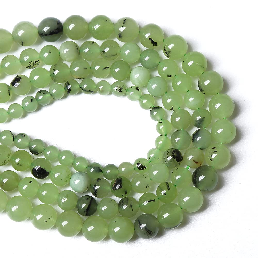 8MM 46PCS Natural Stone Prehnite Jade Loose Beads for Jewelry Making DIY Bracelet Necklace
