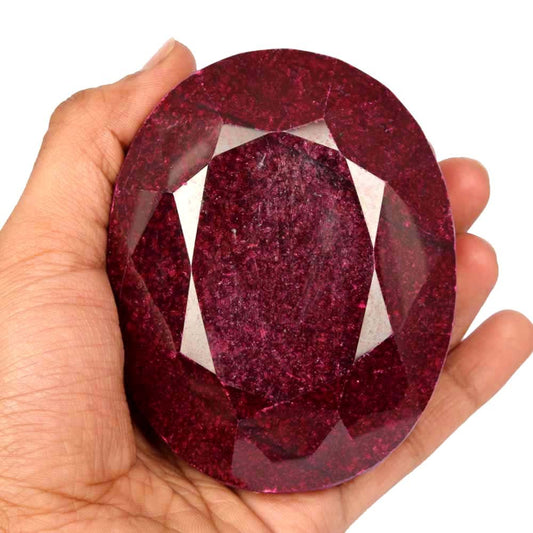 GEMHUB Egl Certified Approx 1500-2000 Ct Natural African Oval Blood Red Ruby Loose Gem B-4504