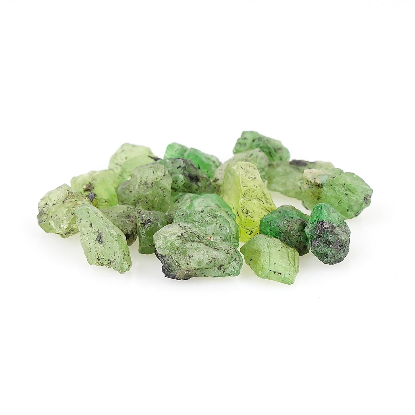 ColouredRocks 50 carats Tsavorite Green Garnet Crystals, Raw Stones, Rough Gemstones, Jewelry Making Supply, Cabbing, Polishing, Cutting, DIY, Crafts (16-18pcs) (5-10mm)