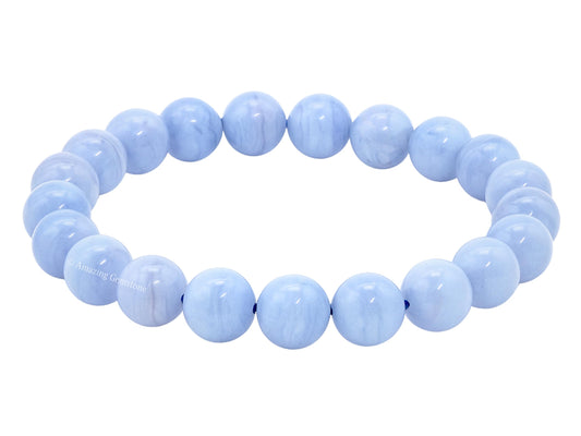Amazing Gemstone Blue Lace Agate Bracelet for Women Men's Gifts - Protection Healing Crystal Bracelet - 8mm Gemstone Beaded Stretchable Bracelet Pulseras Para Hombres Mujer Stocking Stuffers Mothers Day Gift