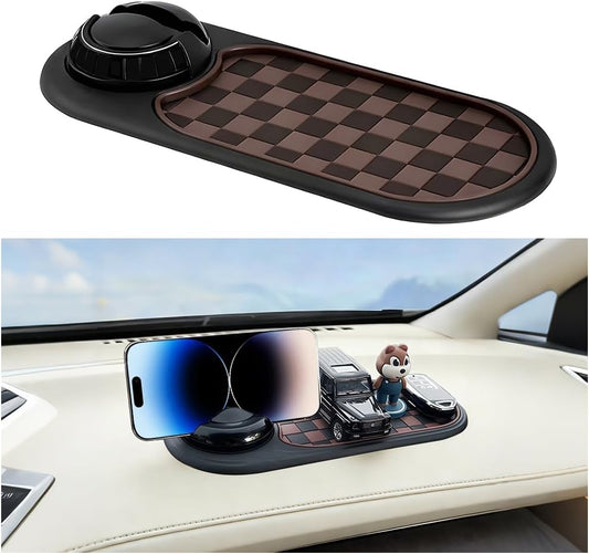 ANFTDCO 3-in-1 Car Dash Anti-Slip Pad, Rotatable Dash Non-Slip Mat with Phone Holder & Temporary Parking Number