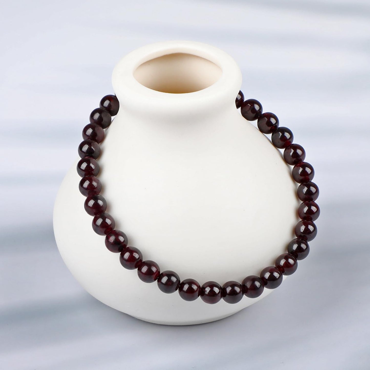 LPBeads Handmade Natural Gemstone Stretch Elastic 6mm Garnet Bracelet Healing Crystal Round Stone Beads Jewelry Gifts for Women Men