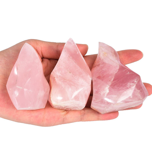 AMOYSTONE Rose Quartz Crystal Stones Energy Flame Tower Healing Crystal and Stone for Meditation Home Decoration 1.0LB