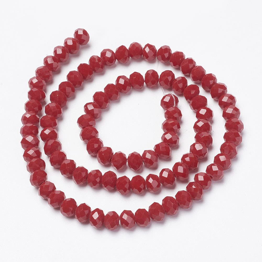 10 Strands Faceted Rondelle Crystal Glass Beads 4x3mm Briolette Opaque Glass Tiny Spacer Beads 1300pcs for Bracelets Jewelry Making