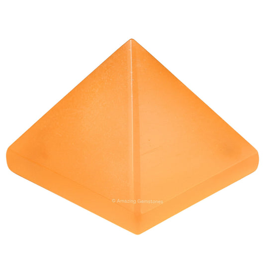 Amazing Gemstone Orange Selenite Pyramid Crystal Healing Stones - 1.5" Great Pyramid Figurine of Natural Stone Pyramid for Meditation, Reiki, Chakra Balancing and Crystal Pyramids Grid