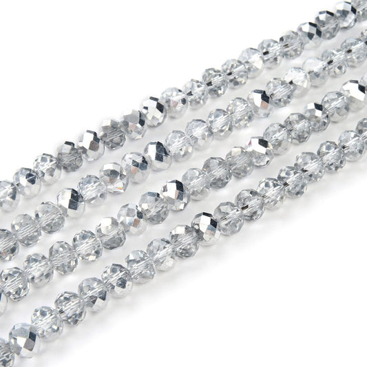 1000pcs Czech Faceted Rondelle Crystal Glass Loose Beads 6mm Spacer Bulk Silver Shade for DIY Craft Jewelry Making CCR632
