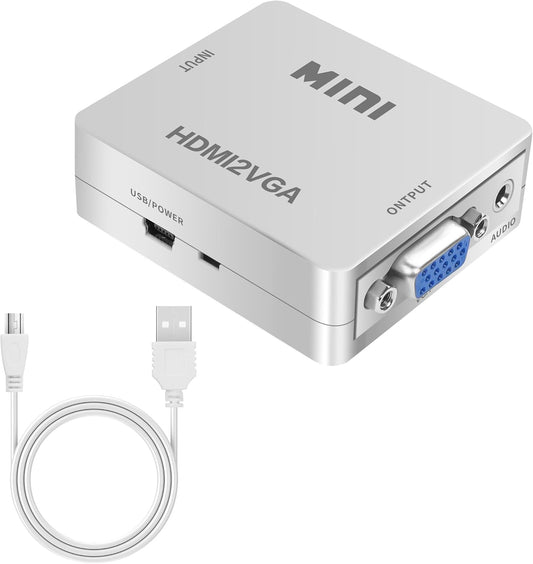 YAODHAOD 1080P HDMI to VGA Adapter, Mini Vga Adapter Box Steadily Convert Full HD Audio Video Support HDTV PC, Laptop