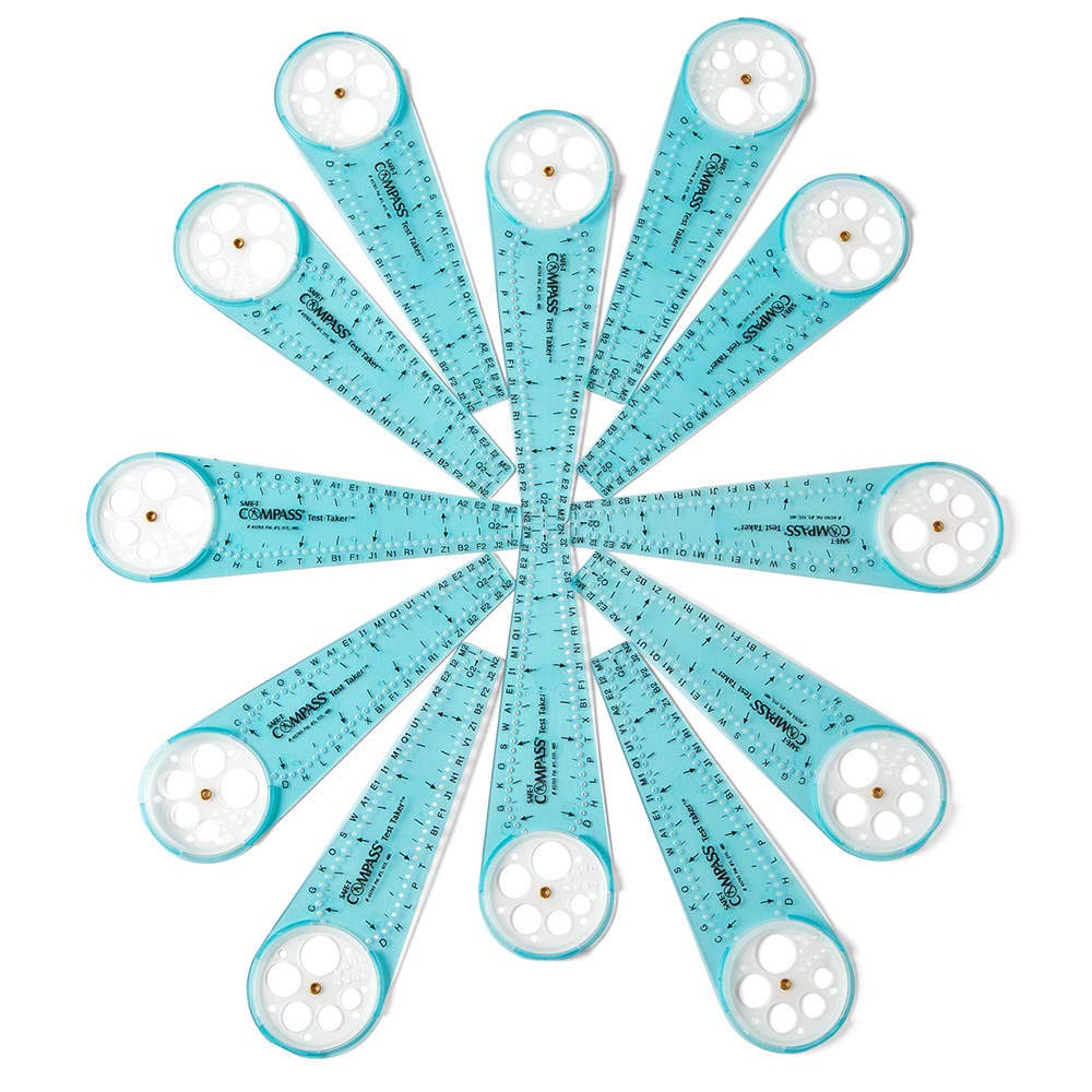 hand2mind Safe-T Math Compass, 10 in. Blue Compass, Compass for Geometry, Compass Drawing Tool, Dysgraphia Tools for Kids, Circle Drawing Tool, Compass Set, Math Classroom Supplies (Set of 12)