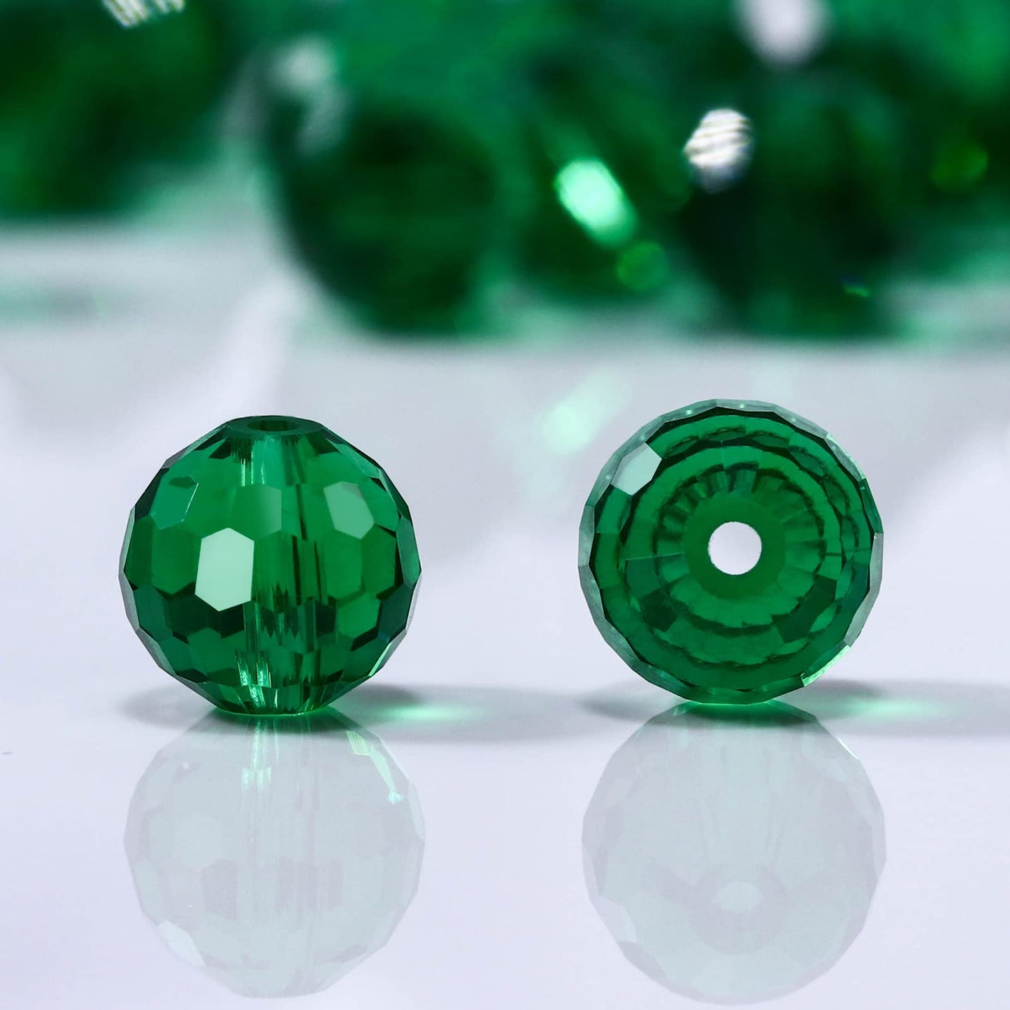 Dowarm 150PCS 6MM Round Crystal Glass Beads for Jewelry Making, Faceted Crystal Beads for Crafts Bracelet Wind Chimes Suncatcher, #5003 Crystal Rondelle Spacer Beads, Loose Gemstones, Malachite Green