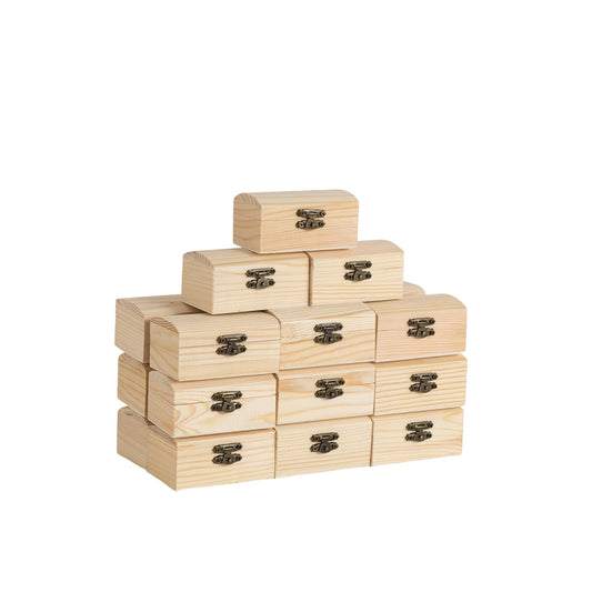 Xhqsulsclac 24 Piece Small Wooden Box Unfinished Wooden Treasure Box with Lids for DIY Crafts (3.6 x 2.1 x 1.8 inches)