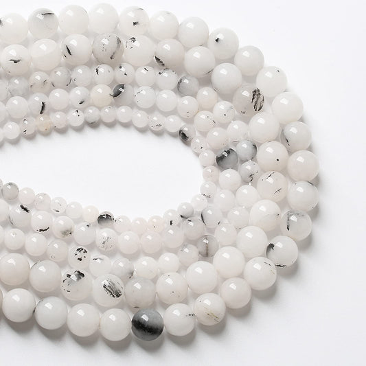 12MM 32PCS Natural Stone Ink Spots Jade Loose Beads for Jewelry Making DIY Bracelet Necklace