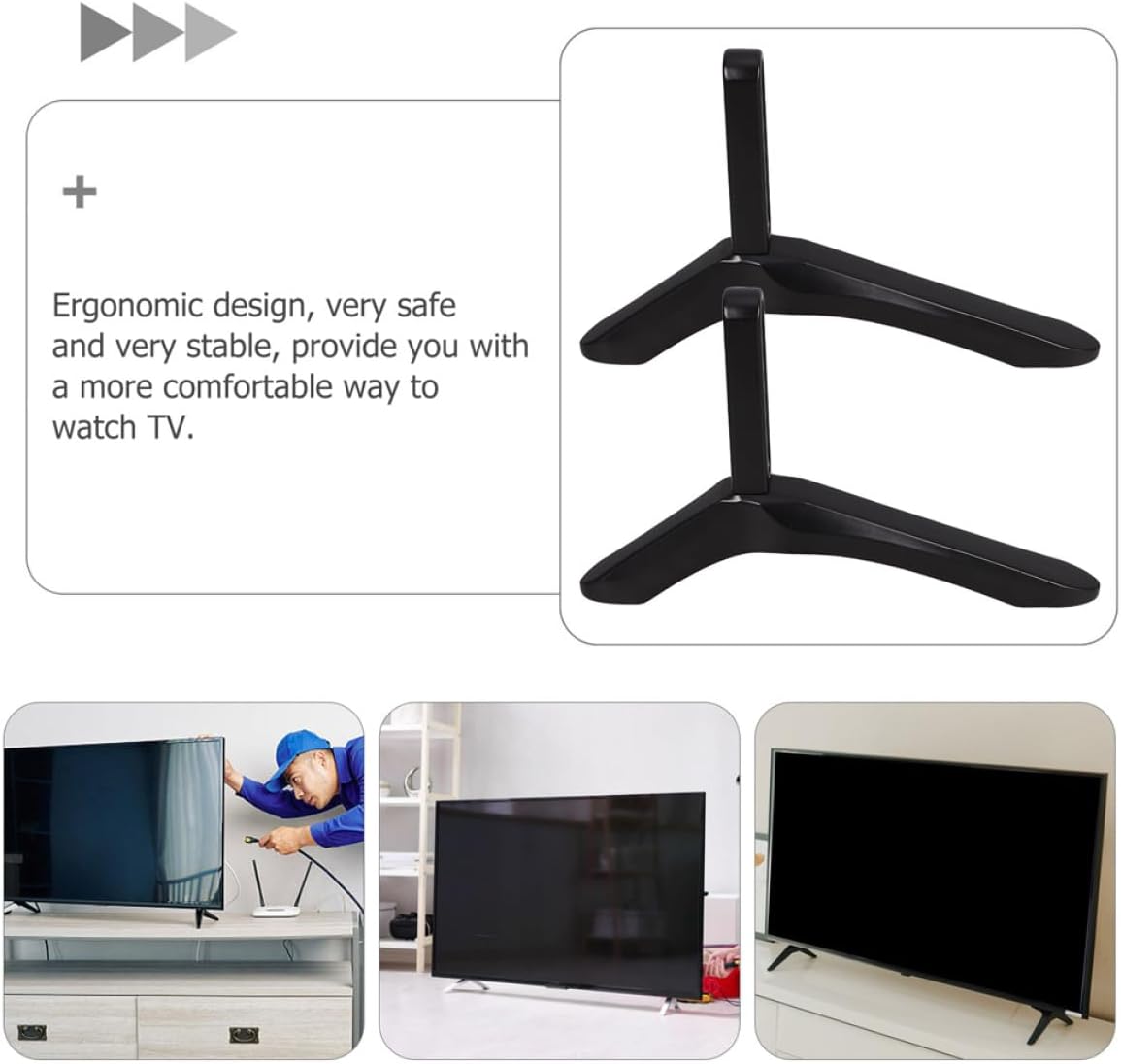 SHOWERORO Universal Aluminum Alloy TV Stand Base for Small Flat Screen Tvs No-Drill Heavy Duty Desktop Mount for Living