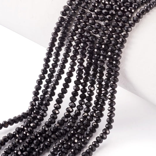 10 Strands Briolette Crystal Glass Beads 4x3mm Faceted Rondelle Opaque Glass Tiny Loose Spacer Beads 1300pcs for Bracelets Jewelry Making