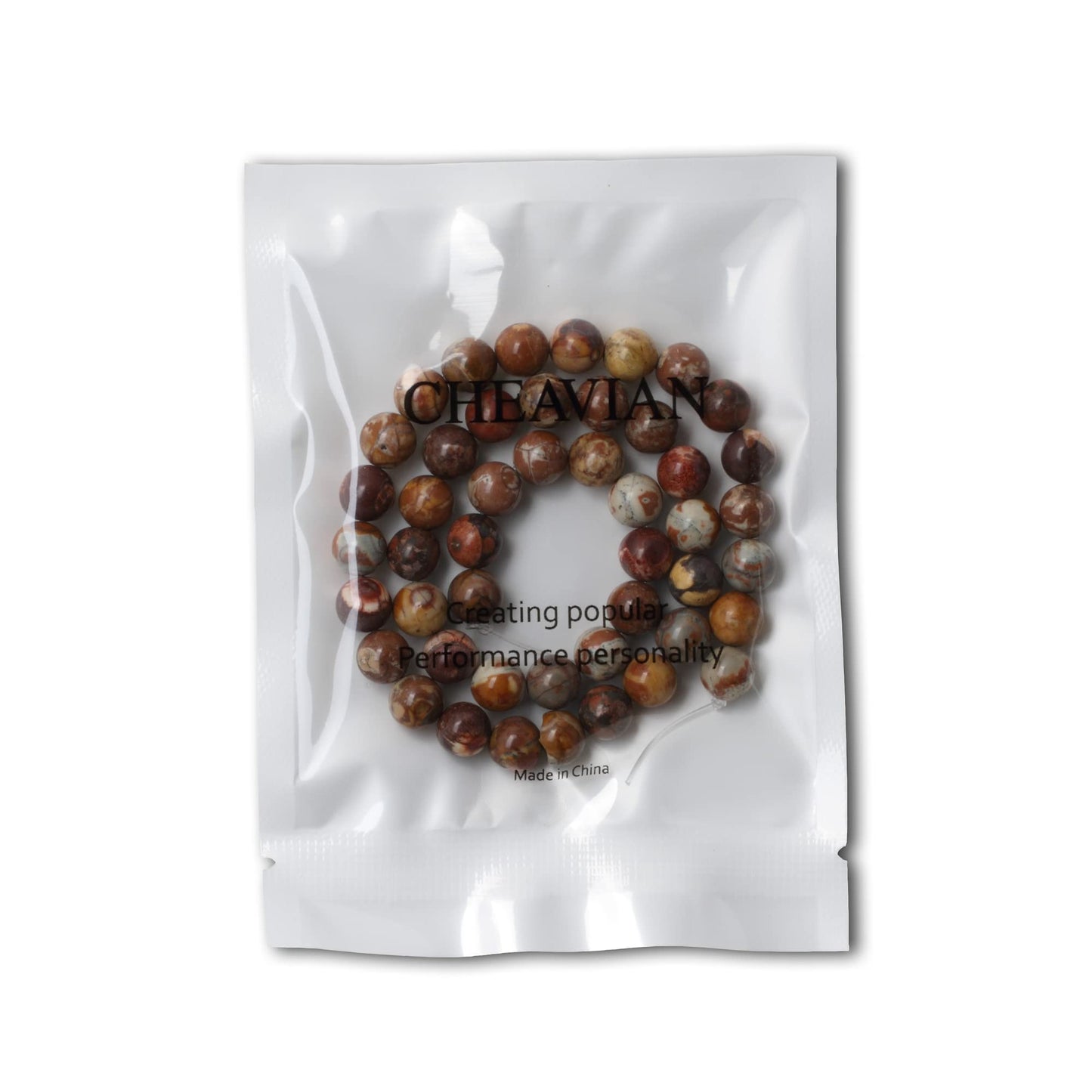 CHEAVIAN 45PCS 8mm Natural Birdeye Rhyolite Stone Gemstone Round Loose Beads for Jewelry Making 1 Strand 15"