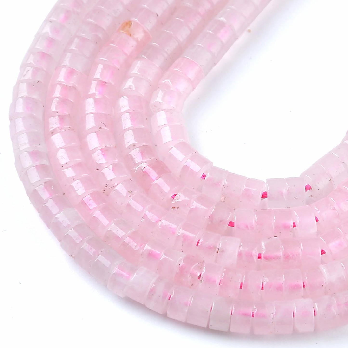 2x4MM 150PCS Rose Quartz Crystal Tube Cylinder Rondelle Abacus Disk Spacer Loose Beads for Jewelry Making