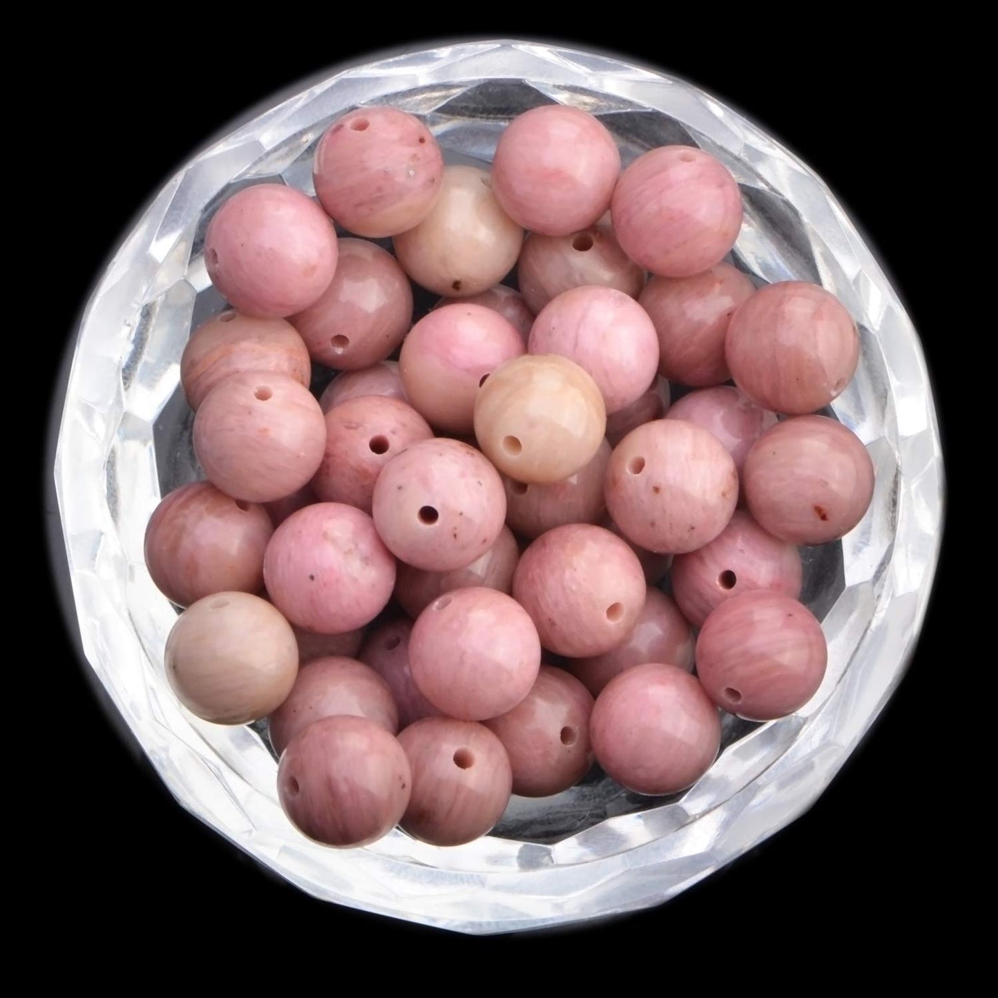 100Pcs Natural Crystal Beads Stone Gemstone Round Loose Energy Healing Beads with Free Crystal Stretch Cord for Jewelry Making (Rhodochrosite, 8MM)