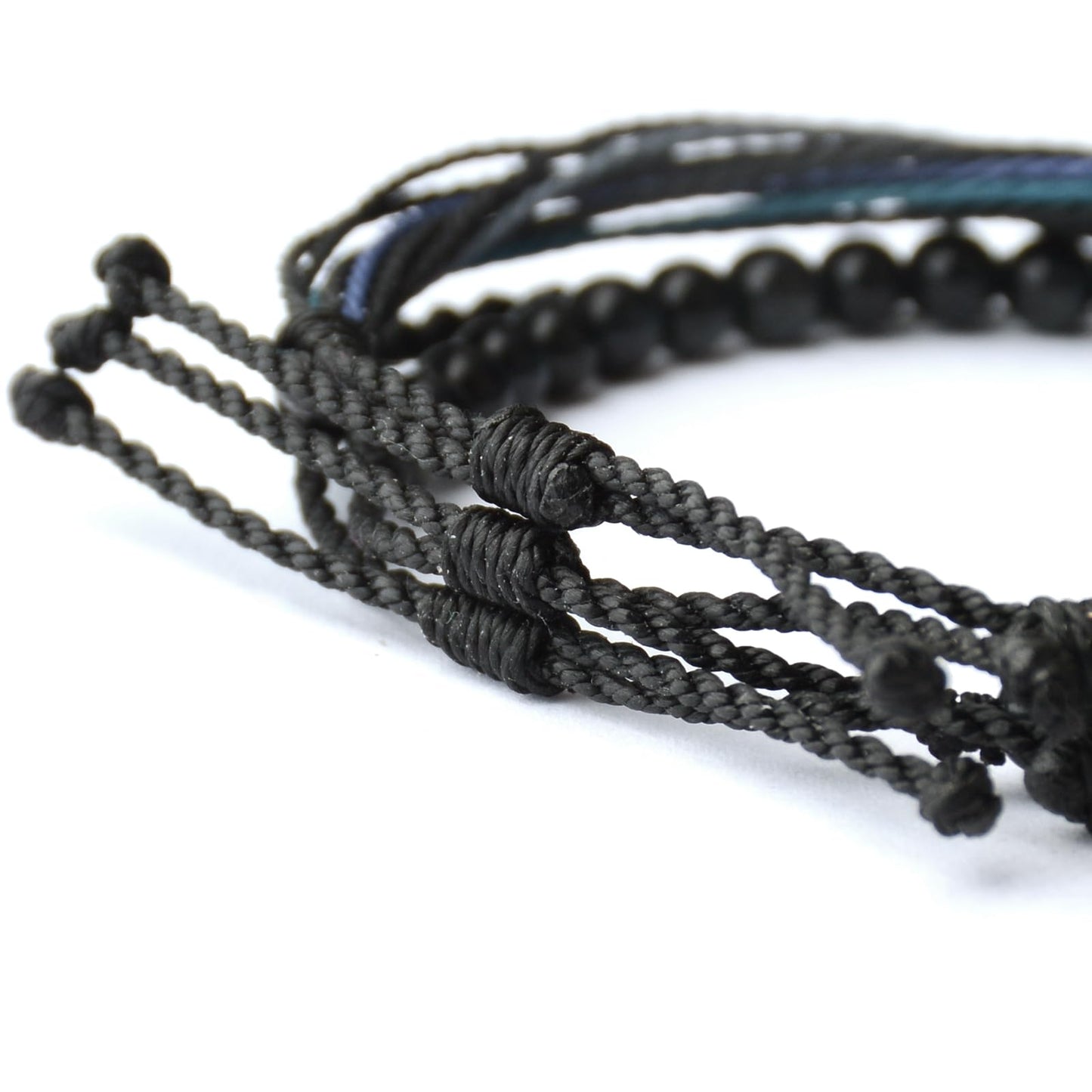 Handmade Natural Stone Beaded Healing Bracelet Gift for Men Adjustable Rope String Bracelet (Tiger Eye（Black）, Adjustable)