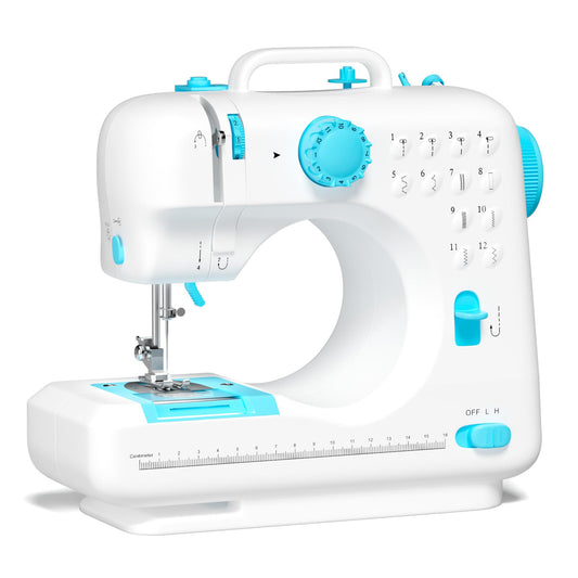 Verdanika Beginner Sewing Machine, 12 Built-in Stitches with Foot Pedal, 2-Speed Control, Portable Mini Sewing Machine for Home Travel Use & Sewing Enthusiasts (blue)