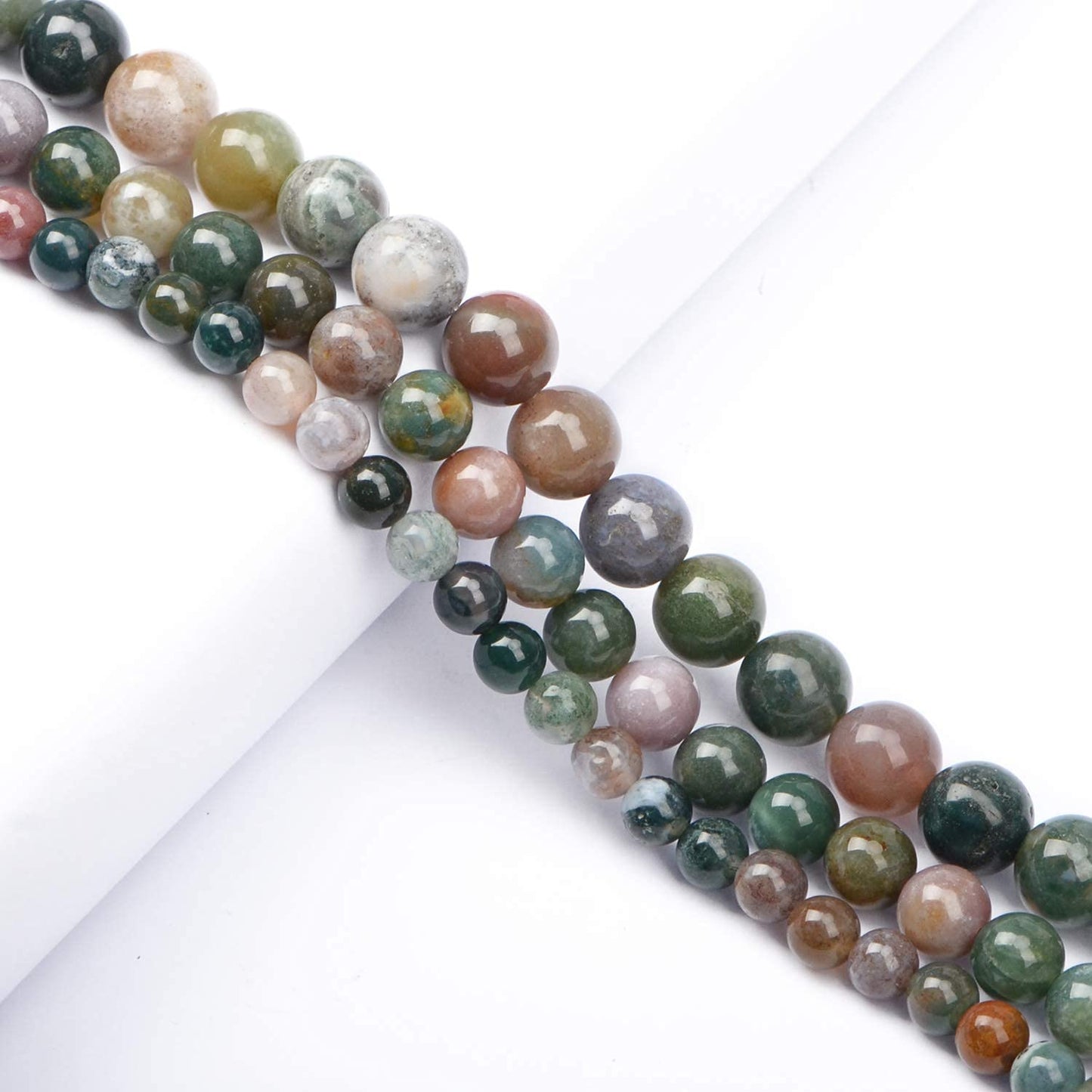 AD Beads Natural Gemstone Round Loose Beads 15" for Bracelet Necklace Earrings Jwelery Making Crafts DIY (4mm, Indian Agate)