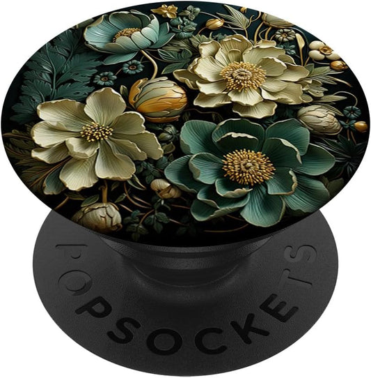 botanical and succulent designs Floral Flower Beautiful Flowers and Leaves Green PopSockets Adhesive PopGrip