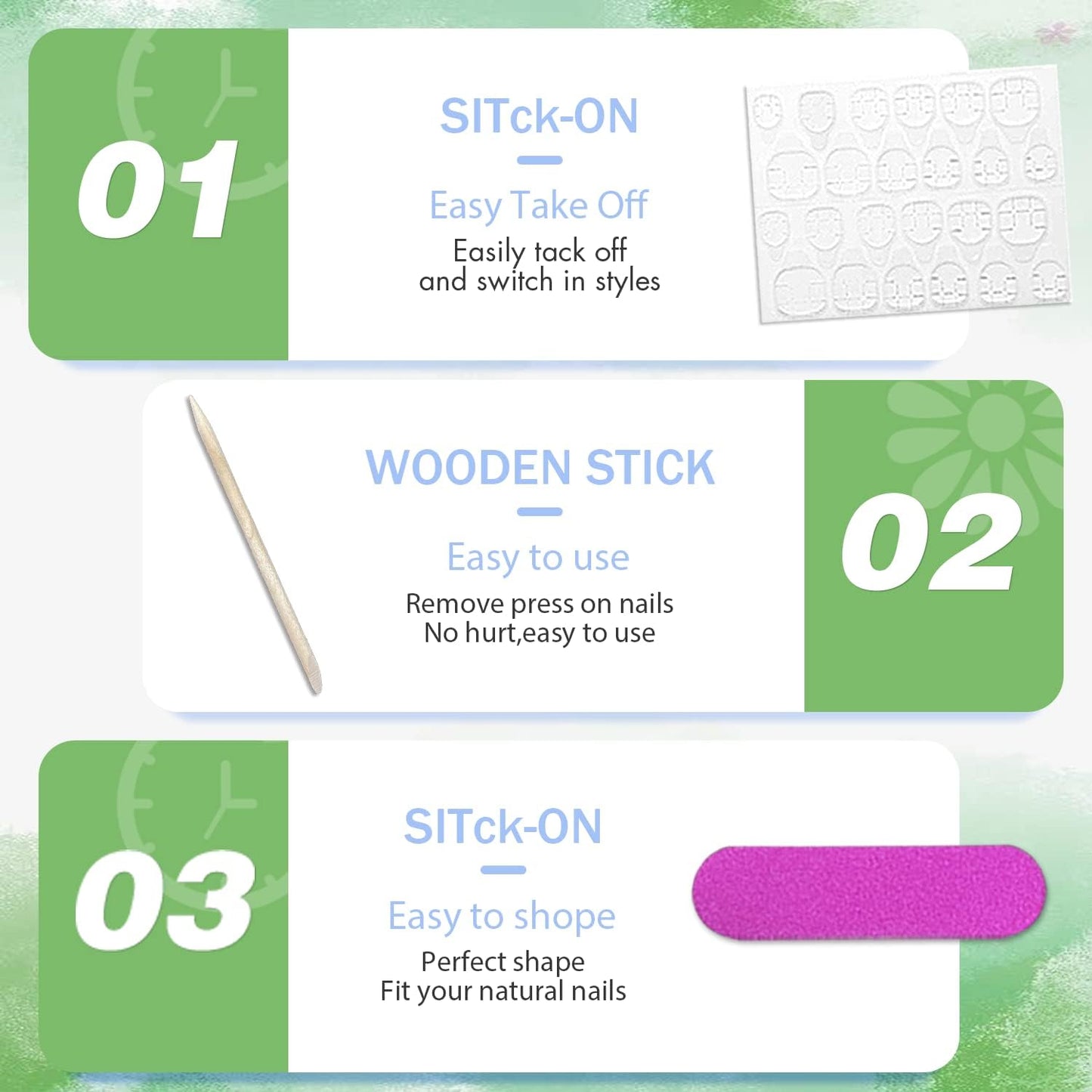 Ombre Pink Press On Nails Medium Long Square, Xcreando Medium Coffin Nails Acrylic Press ons Glue on Nails Long Length Fake Nail for Women, Natural Thick Artificial Nail Stick on