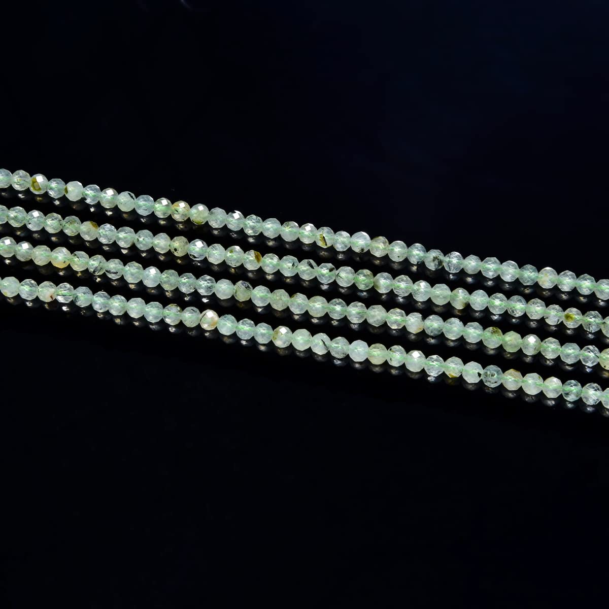 Adabele 15 Inch Natural Green Prehnite Healing Gemstone 3mm (0.12 Inch) Tiny Small Faceted Round Loose Beads Stone Spacer (105-115pcs) for Craft Jewelry Making GK3-12