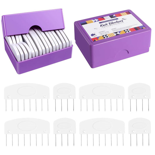 Nyuemystery 40 Pcs Blocking Combs Kit, Knit Blockers and Pins for Blocking Knitting, Crochet, Sewing Lace, Needlework Projects (White)