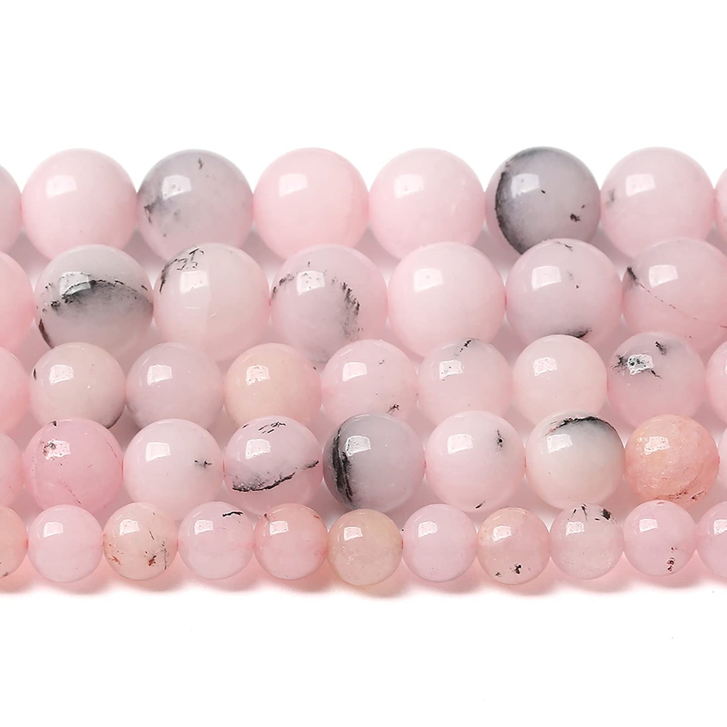 10MM 36PCS Natural Stone Pink Opal Jade Chalcedony Beads for Jewelry Making DIY Bracelet 1 Strand