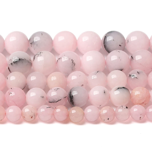 10MM 36PCS Natural Stone Pink Opal Jade Chalcedony Beads for Jewelry Making DIY Bracelet 1 Strand