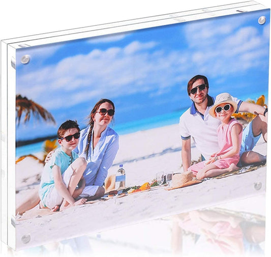 JUOIFIP 11x14 Acrylic Picture Frame,Clear Double Sided Magnetic Photo Frames With Stand,Minimalist Frameless Floating Frame for Artwork Poster Degree Diploma,Lovely Gift for Family, Friend