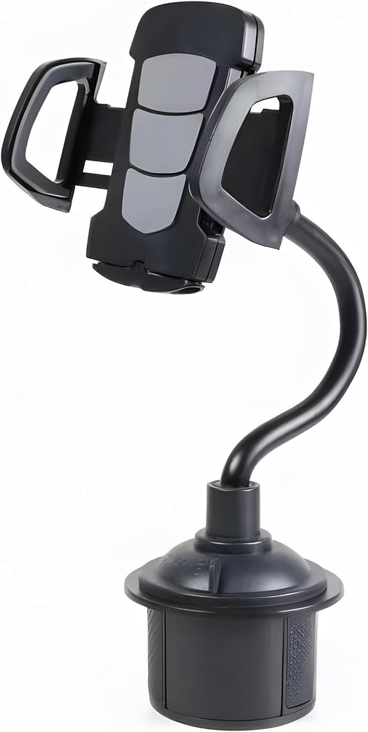 Bokexing 360 Car Cup Holder Phone Mount, Automotive Rotatable Adjustable Gooseneck Height Cell Phone Cradle Mount