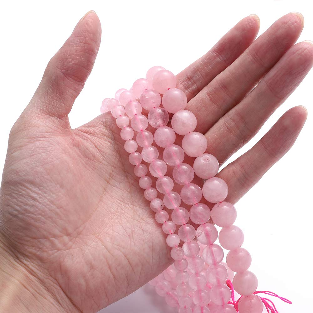BEADIA Natural Rose Quartz Crystal Stone Round Loose Semi Gemstone Beads for Jewelry Making 4MM 89PCS