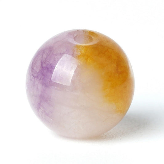 100Pcs Natural Stone Beads 6mm Puple Yellow Jasper Round Loose Gemstone Energy Healing Beads Hole Size 1mm DIY Smooth Beads for Bracelet Necklace Earrings Jewelry Making