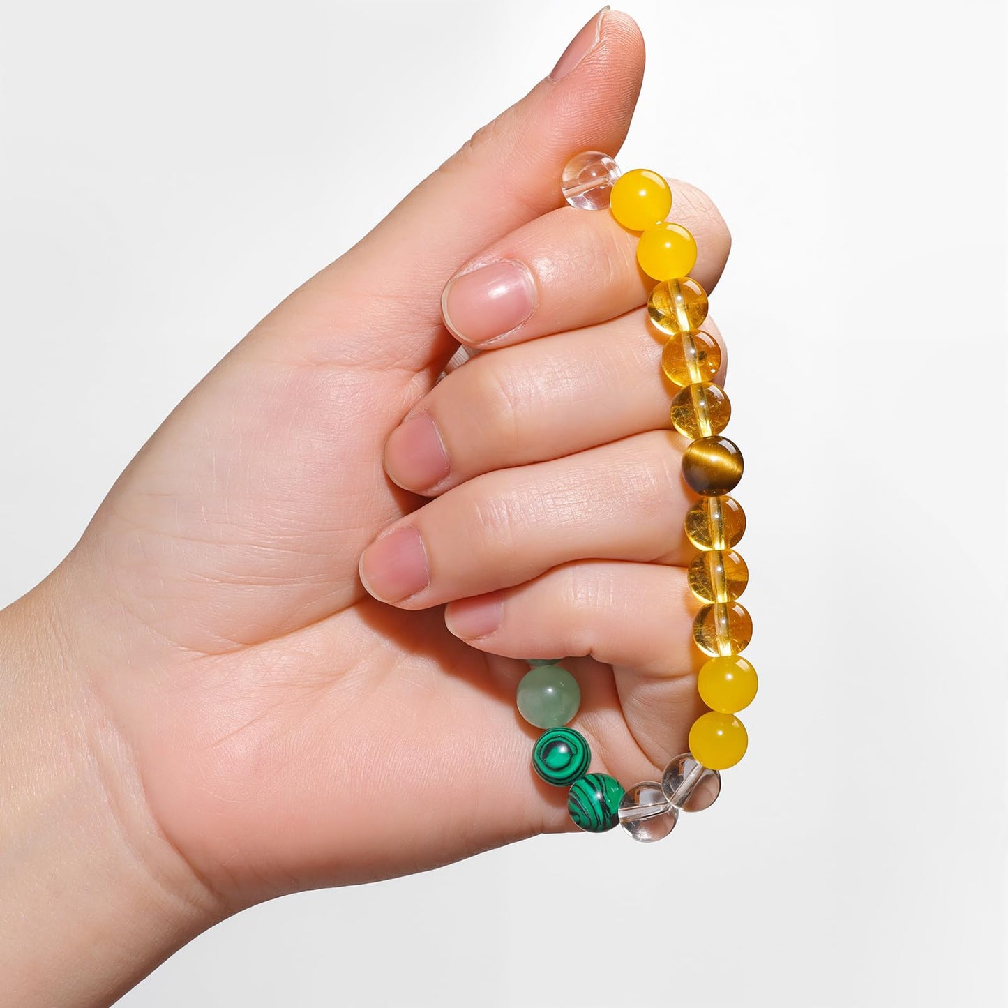 Risyfjew Natural Healing Crystal Bracelet for Women Lucky Bracelets Calming Jewelry Gifts Worry Stone Amethyst Tiger Eye Sodalite
